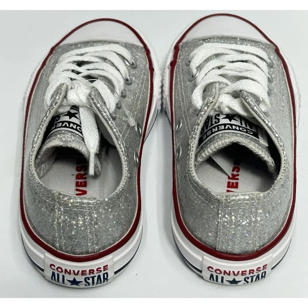 NEW Converse Chuck Taylor All Star Low Top Sparkle Silver Glitter Size Junior 11